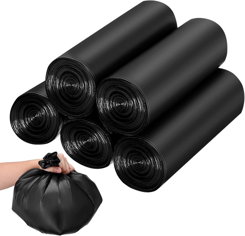 Biodegradable Trash Bags Roll 100Pcs 2.6 Gallon Black Small Garbage Bags Starch-Based Kitchen Bathroom Trash Can Liners for Home Office - Image 1