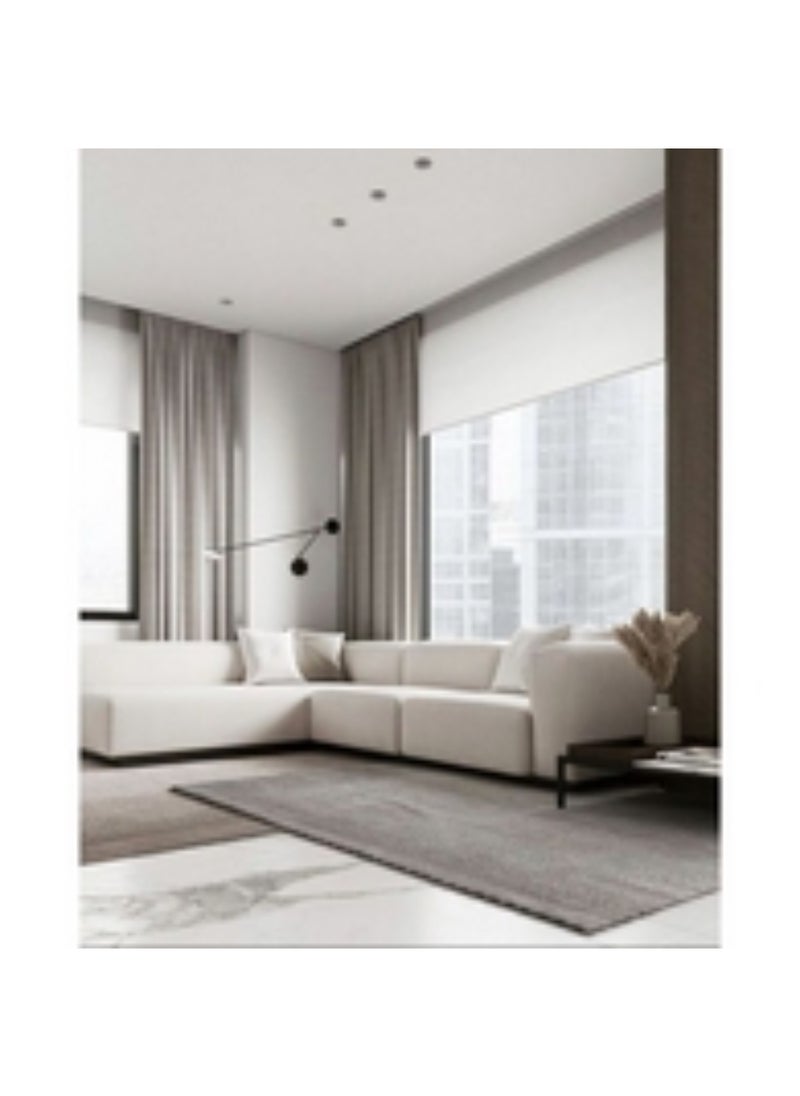 Homzmart Linen and Swedish Wood L-Shape Sofa - Off-white  - Image 2
