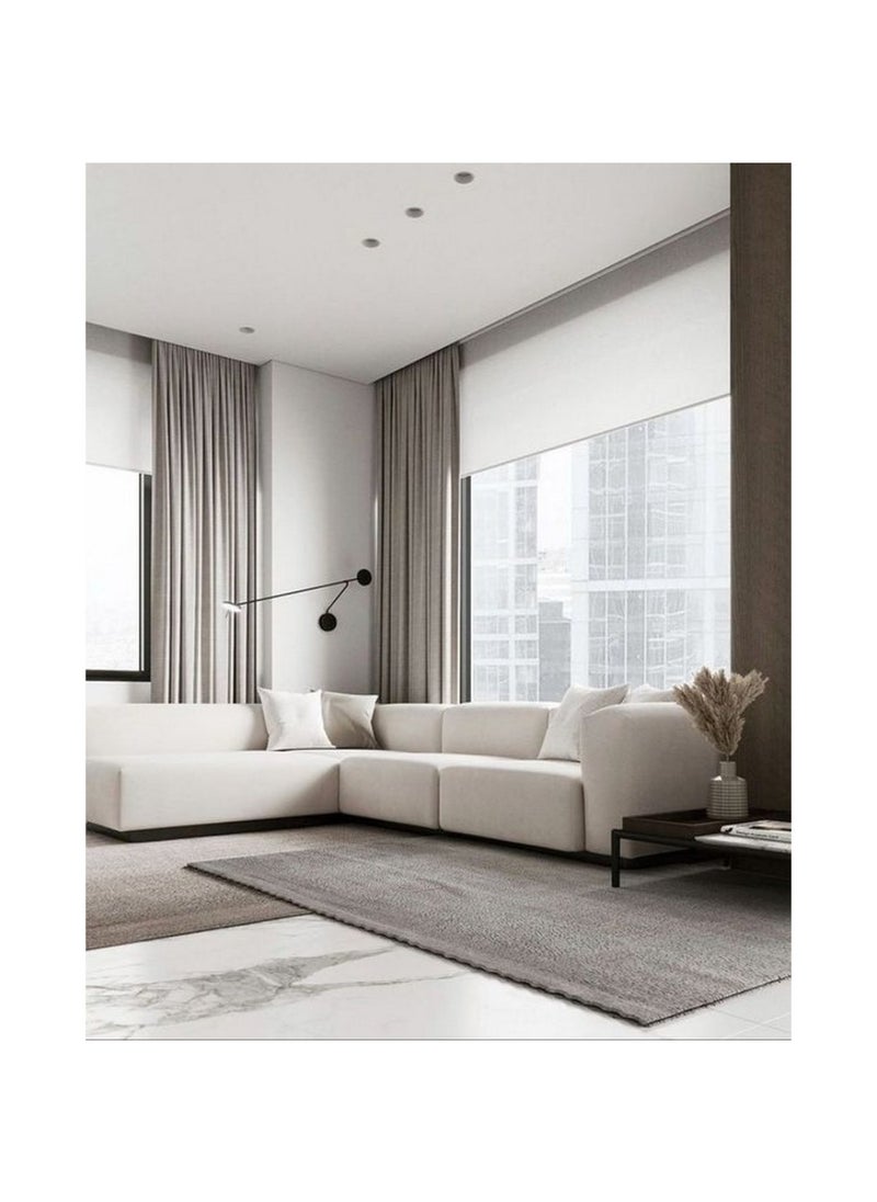 Homzmart Linen and Swedish Wood L-Shape Sofa - Off-white  - Image 1