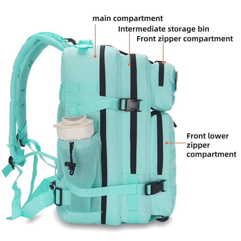Lovelinks21 45L Tactical Assault Backpack 3 day assault pack with Molle Waterproof backpack Rucksack for Tactical Backpacks (Mint Green) - Image 3
