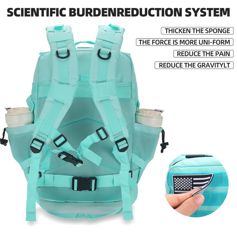 Lovelinks21 45L Tactical Assault Backpack 3 day assault pack with Molle Waterproof backpack Rucksack for Tactical Backpacks (Mint Green) - Image 5