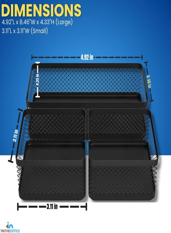 1InTheOffice Mesh Collection Desk Drawer Organizer Tray 3 Compartment - Stackable, Matte Black (2pack) - Image 4