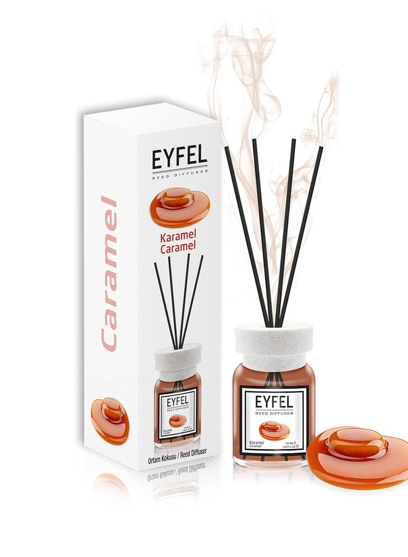آيفيل موزع عطور أنيق من القصب (الكراميل) 120 مل | معطر منزلي مريح ويدوم طويلاً برائحة حلوة وجذابة | عطر منزلي فاخر مع 4 أعواد من الخيزران - Image 4