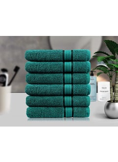 AKIN TOWEL AKIN Ultra Soft Luxury Set of 6 Ringspun Cotton Wash Cloths 580GSM Heavyweight 12 inch x 12 inch Teal 6 Pack Wash Cloths  - Image 2