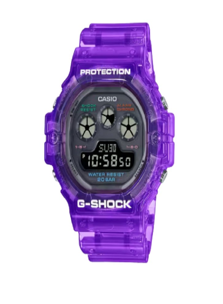 Casio G-Shock Transparent Purple Digital Watch for Men – Shock Resistant, 200M Water Resistant, LED Light, Stopwatch & Alarm - Image 1