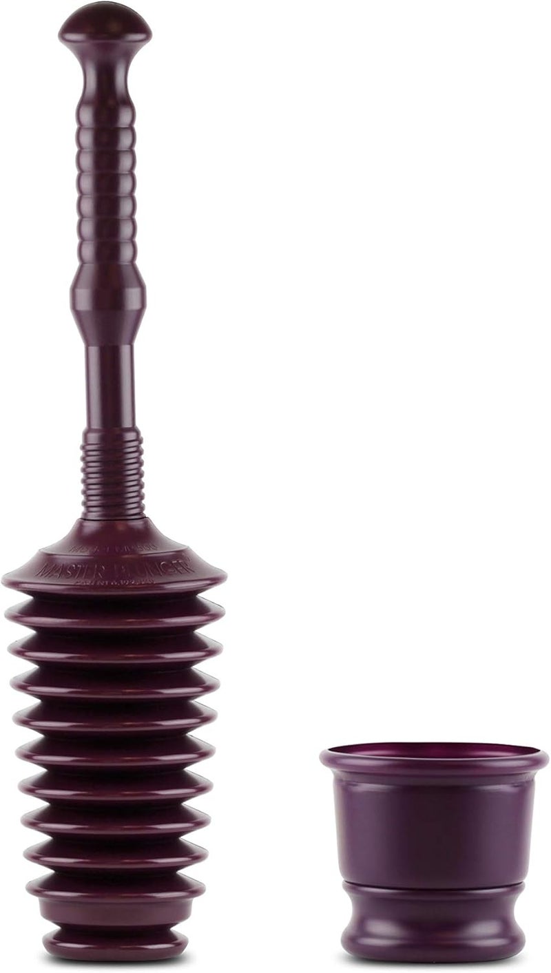 Master Plunger MP500-B Heavy Duty Bathroom Toilet Plunger Kit with Short Bucket. All Purpose Plunger Equipped with Air Release Valve, Plum - Image 1