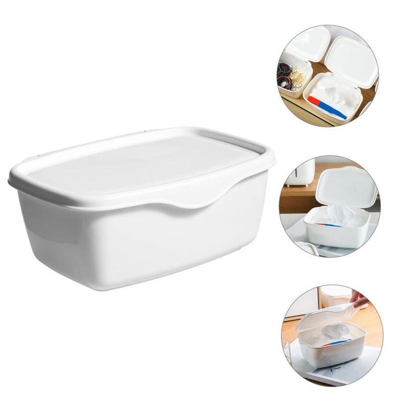 White Wet Tissue Storage Case Compact Organizer with Dustproof Cover - Image 4