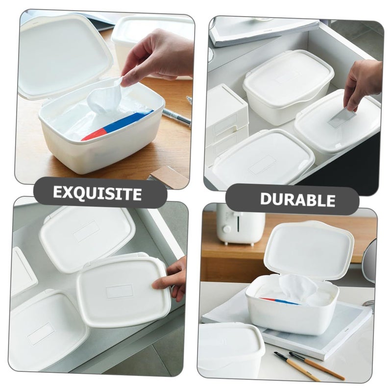 White Wet Tissue Storage Case Compact Organizer with Dustproof Cover - Image 5