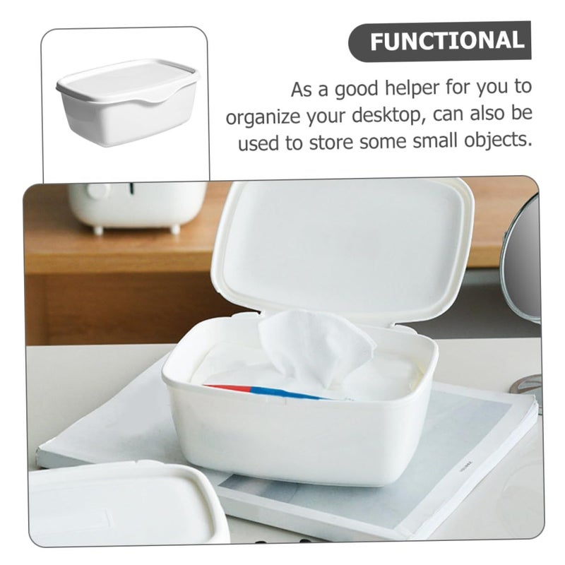 White Wet Tissue Storage Case Compact Organizer with Dustproof Cover - Image 3
