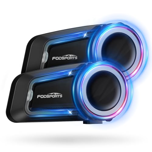Fodsports FX7 10 Riders Mesh Motorcycle Bluetooth Headset, Dual Chips V5.4 Helmet Bluetooth Headset with Audio Multitasking, Music Share, Motorcycle Intercom with CVC & ENC Noise Reduction, FM, 2 Pack - Image 1