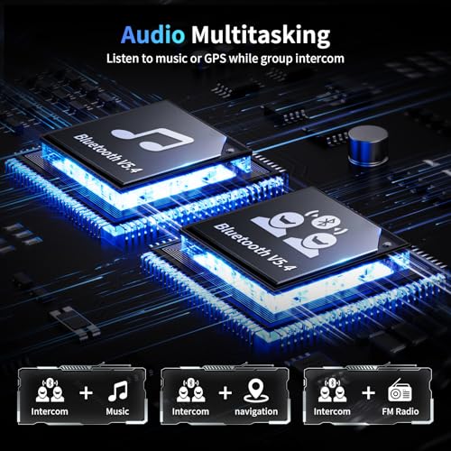 Fodsports FX7 10 Riders Mesh Motorcycle Bluetooth Headset, Dual Chips V5.4 Helmet Bluetooth Headset with Audio Multitasking, Music Share, Motorcycle Intercom with CVC & ENC Noise Reduction, FM, 2 Pack - Image 3