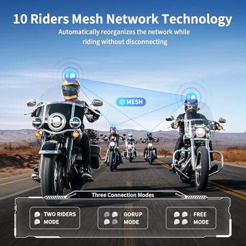 Fodsports FX7 10 Riders Mesh Motorcycle Bluetooth Headset, Dual Chips V5.4 Helmet Bluetooth Headset with Audio Multitasking, Music Share, Motorcycle Intercom with CVC & ENC Noise Reduction, FM, 2 Pack - Image 2