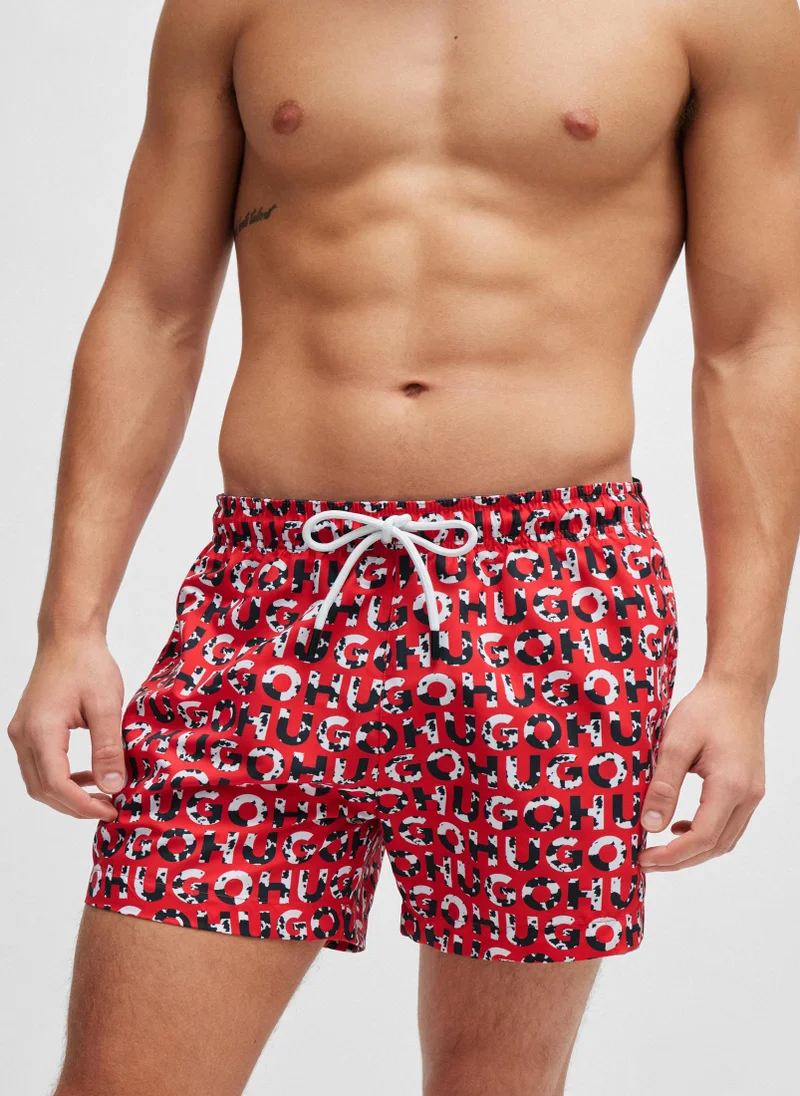 HUGO Printed Drawstring Swim Shorts