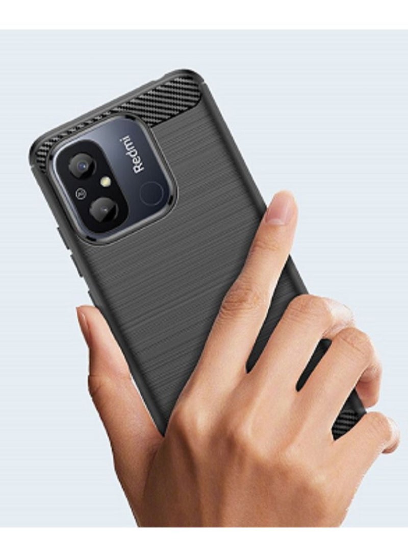 Cover Xiaomi Redmi 12C  , - Protection Brushed Carbon Fiber Cover Shockproof - Anti-Scratch Case Slip-Resistant - Black  - Image 3