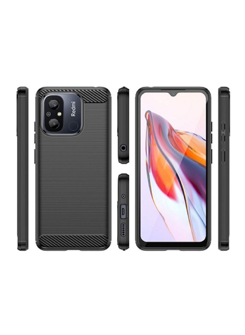 Cover Xiaomi Redmi 12C  , - Protection Brushed Carbon Fiber Cover Shockproof - Anti-Scratch Case Slip-Resistant - Black  - Image 4