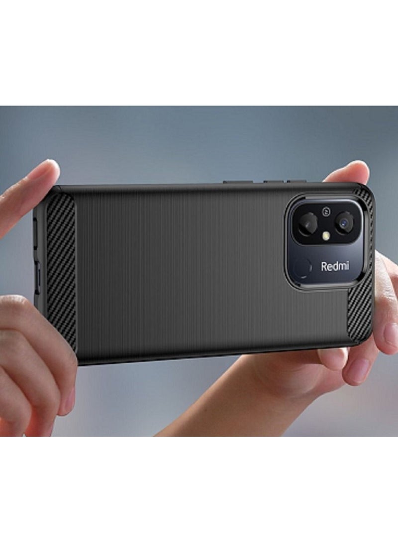 Cover Xiaomi Redmi 12C  , - Protection Brushed Carbon Fiber Cover Shockproof - Anti-Scratch Case Slip-Resistant - Black  - Image 5