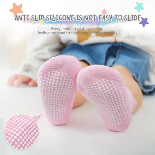 Aroveea Baby Toddle Socks Grip Non Slip Kids Boys Girls Cotton 12 Pack Ankle Cute Newborn Socks 1-3T - Image 5