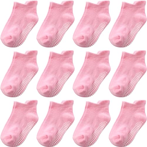 Aroveea Baby Toddle Socks Grip Non Slip Kids Boys Girls Cotton 12 Pack Ankle Cute Newborn Socks 1-3T - Image 1