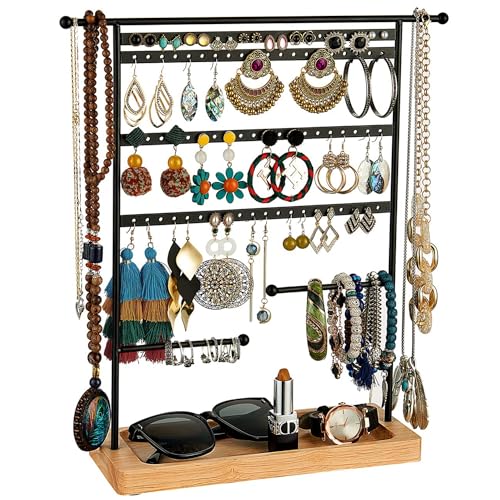 ABOUT SPACE Metal Earring 4 Layer 80 Holes Stand Organizer Jewelry Display Stands Organizer Stand Suitable to Organize Necklace Bracelets Chain Earring Holder Jewelry Holder Hanging Organiser - Image 1