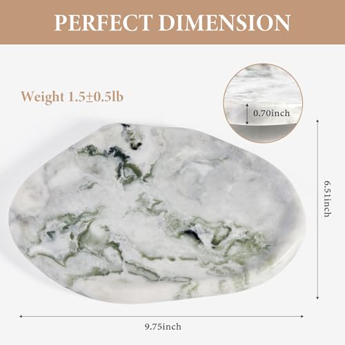 Koville Luxury Natural Green Marble Vanity Tray Cloud Shape Serving Stone Key Tray for Home Decor 10 x 7 Marble Storage Trays for Bathroom Stone Plate Holder for Perfume Candle and Jewelry - Image 3