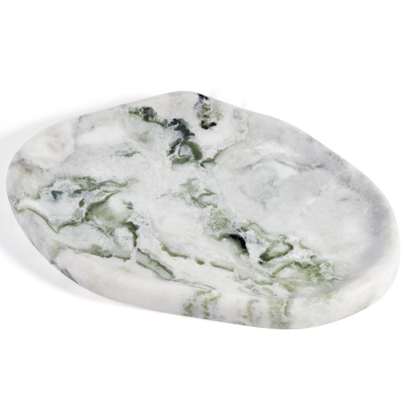 Koville Luxury Natural Green Marble Vanity Tray Cloud Shape Serving Stone Key Tray for Home Decor 10 x 7 Marble Storage Trays for Bathroom Stone Plate Holder for Perfume Candle and Jewelry - Image 2