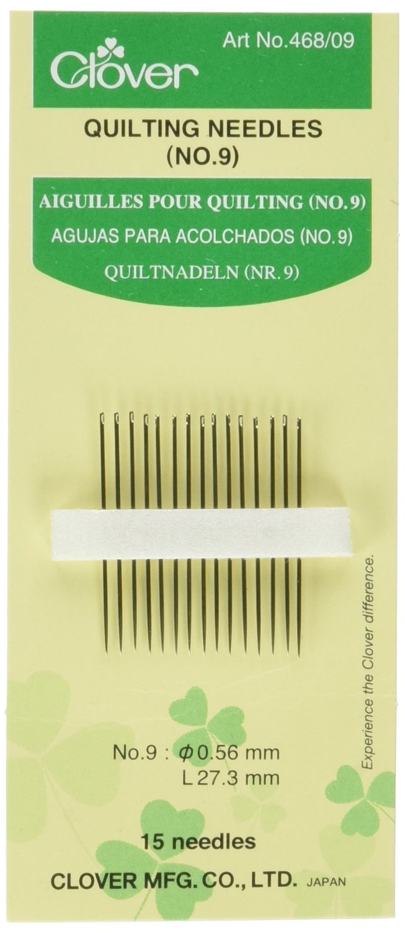 Clover Quilting Needles 15Pkg No 9