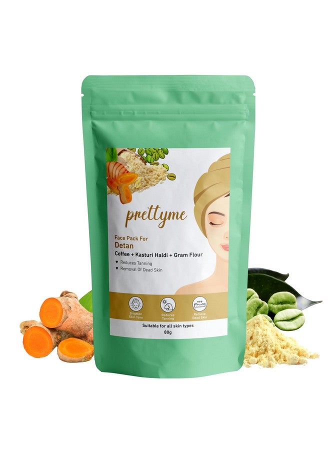 Pretty Me Prettyme Coffee & Turmeric Powder Face Pack for Detan | Helps In Tan Removal & Brighter Skin Tone | Natural Face Pack For Women/Men - Safe For All Skin Type - 80g - Image 1