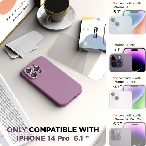SURPHY Designed for iPhone 14 Pro Case with Screen Protector Camera Protection Soft Microfiber Lining Liquid Silicone Phone Case Lilac Purple - Image 3