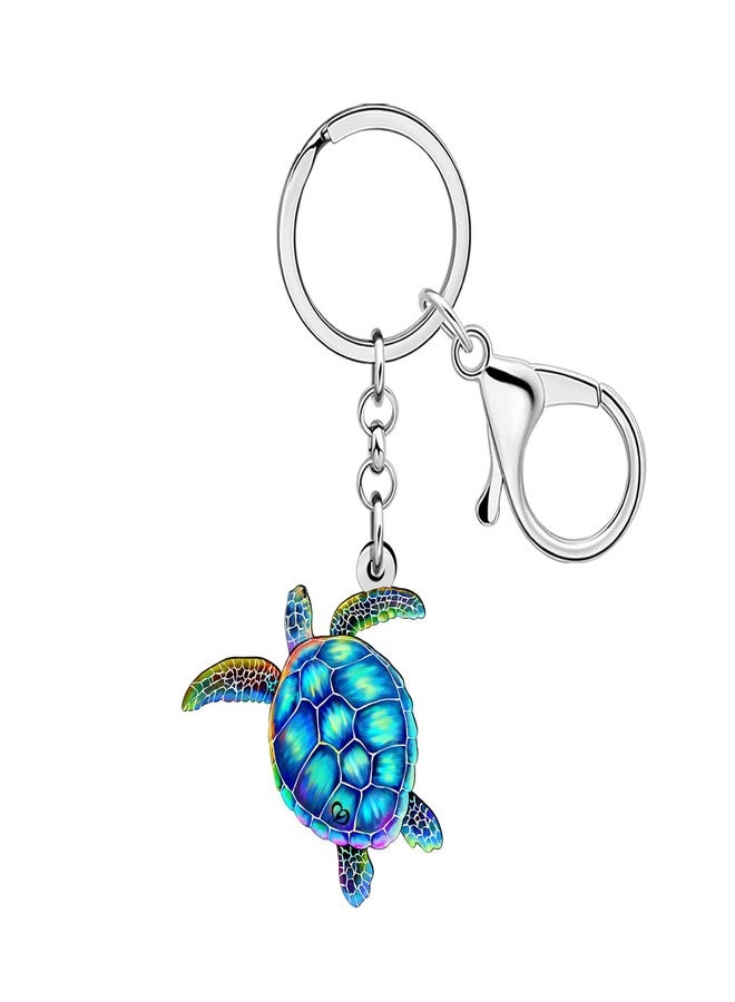DALANE Acrylic Ocean Animals Keychains Shark Crab Whale Turtle Car Key Ring Gifts for Women Girls Kids Purse Charms Decor (Navy) - Image 1