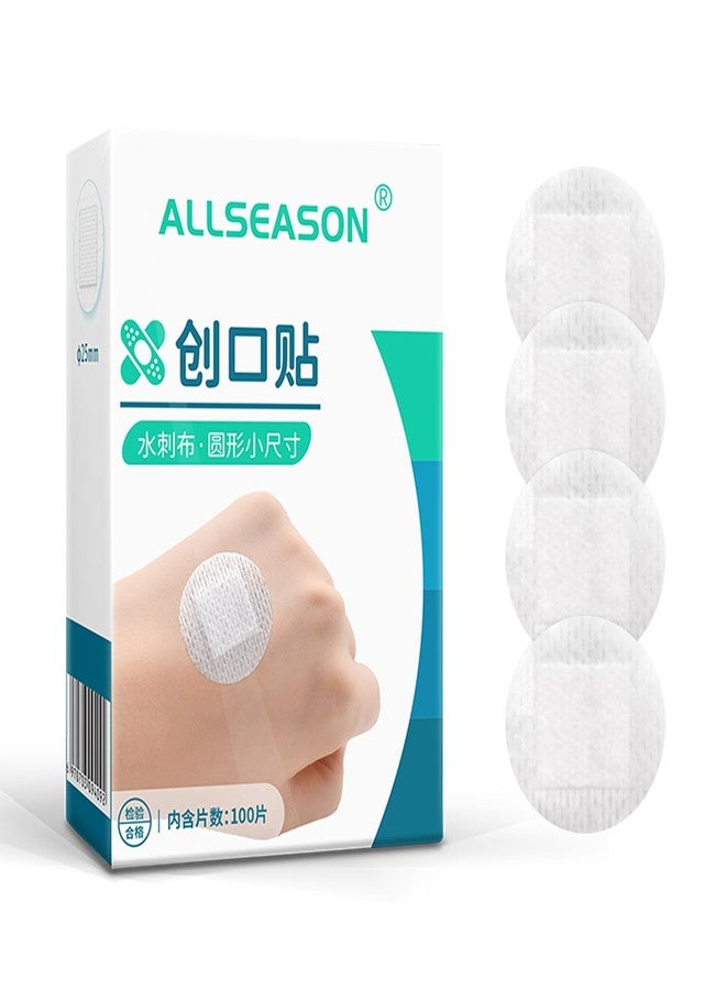 AndicAge 100pcs Adhesive Spot Bandage 1 Inch Spunlace Fabric Round Adhesive Bandages with Non-Stick Pad for Hands, Arms Small Wounds, 1 Box - Image 1