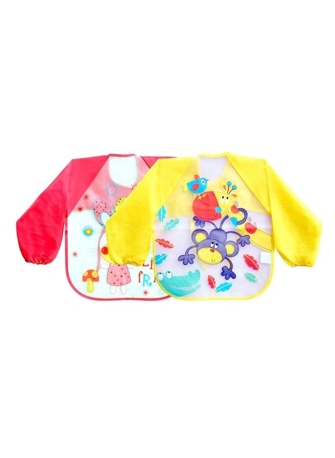 The Little Lookers Full Sleeves Washable Waterproof Bib Apron With Tying Robe; Cute Prints; Quick Dry Pvc Baby Bibs For Newborns Infants Toddlers Babies (636Months) (Pack Of 2)  - Image 2