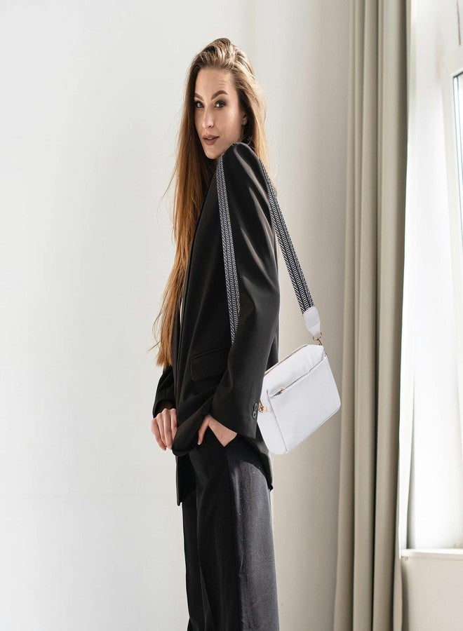 VOROLO Crossbody Bag Small Leather Triple Zip Crossbody Purse Shoulder Bag with Ajustable Strap for Women White with Rope - Image 2