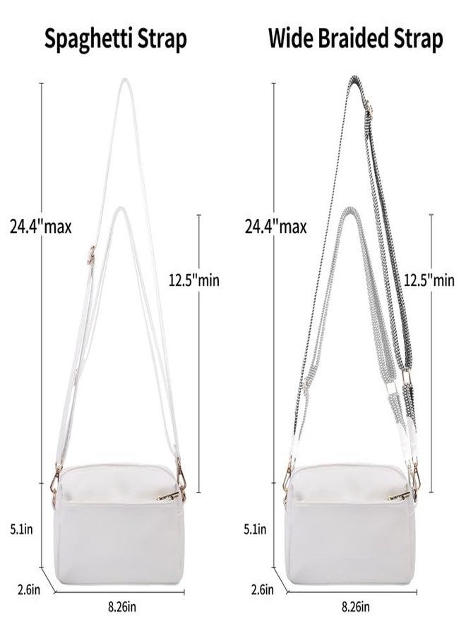 VOROLO Crossbody Bag Small Leather Triple Zip Crossbody Purse Shoulder Bag with Ajustable Strap for Women White with Rope - Image 4