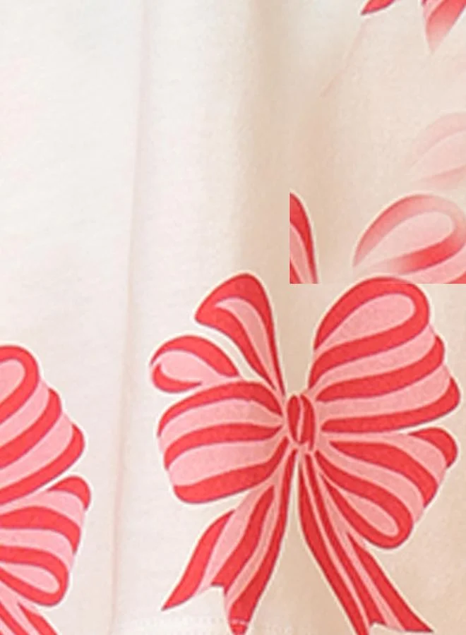 Anthrilo Anthrilo All-Over Bow Print Short Sleeve T-Shirt and Shorts Set