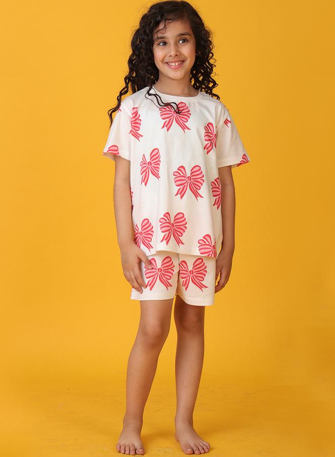 Anthrilo All-Over Bow Print Short Sleeve T-Shirt and Shorts Set - Image 3