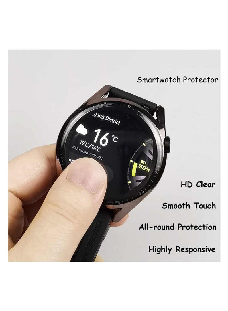 كاست ويف حافظة واقية متوافقة مع ساعة Huawei Watch GT 3 مقاس 46 ملم، 3 عبوات من حافظة TPU المرنة الشاملة مع واقي الشاشة (أسود، شفاف) - Image 4
