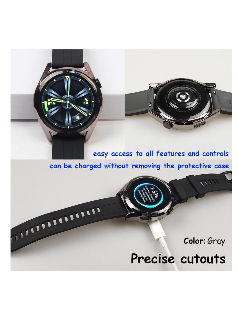 كاست ويف حافظة واقية متوافقة مع ساعة Huawei Watch GT 3 مقاس 46 ملم، 3 عبوات من حافظة TPU المرنة الشاملة مع واقي الشاشة (أسود، شفاف) - Image 5