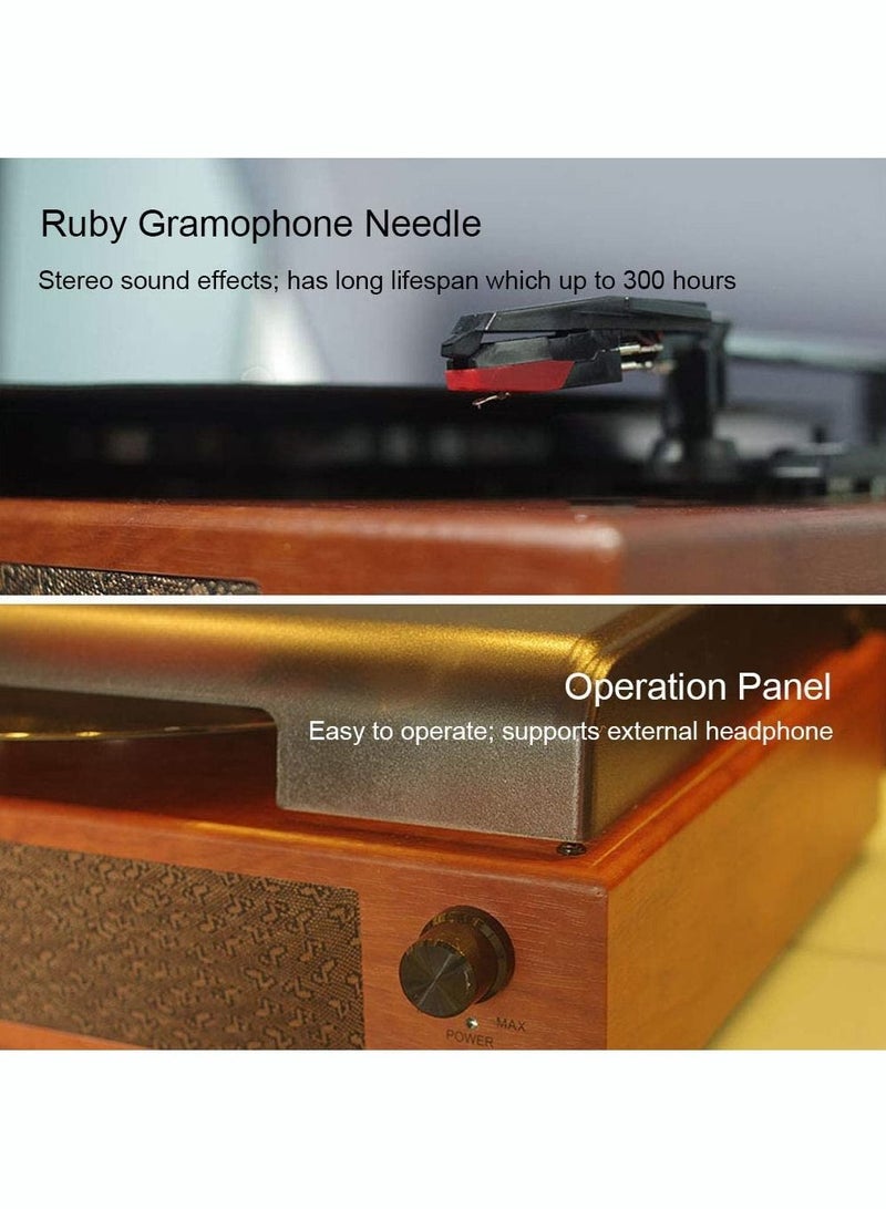 Portable Gramophone Vinyl Record Player Vintage Classic Turntable Phonograph with Built-in Stereo Speakers  - Image 5