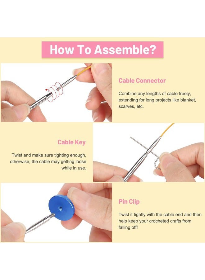 Aeelike Interchangeable Tunisian Crochet Hooks Set, 12 Sizes Colorful Tunisian Crochet Hooks Set with 4 Cables 3.0mm - 10.0mm Smooth Ergonomic Hook for Making Blanket Scarves, Ideal Gift - Image 3