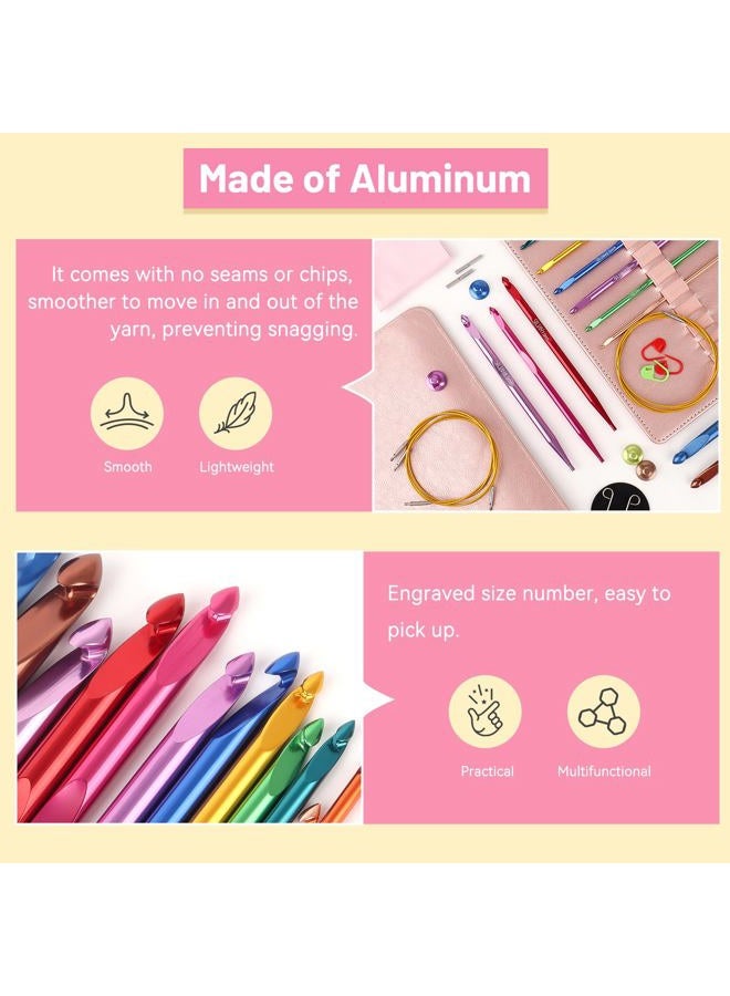 Aeelike Interchangeable Tunisian Crochet Hooks Set, 12 Sizes Colorful Tunisian Crochet Hooks Set with 4 Cables 3.0mm - 10.0mm Smooth Ergonomic Hook for Making Blanket Scarves, Ideal Gift - Image 4