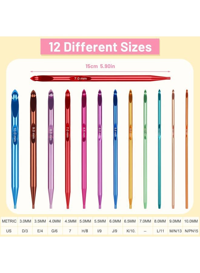Aeelike Interchangeable Tunisian Crochet Hooks Set, 12 Sizes Colorful Tunisian Crochet Hooks Set with 4 Cables 3.0mm - 10.0mm Smooth Ergonomic Hook for Making Blanket Scarves, Ideal Gift - Image 5