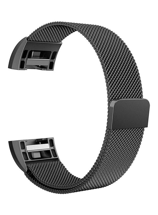 NIBEMINENT Replacement Stainless Steel Strap For Fitbit Charge 2 Black