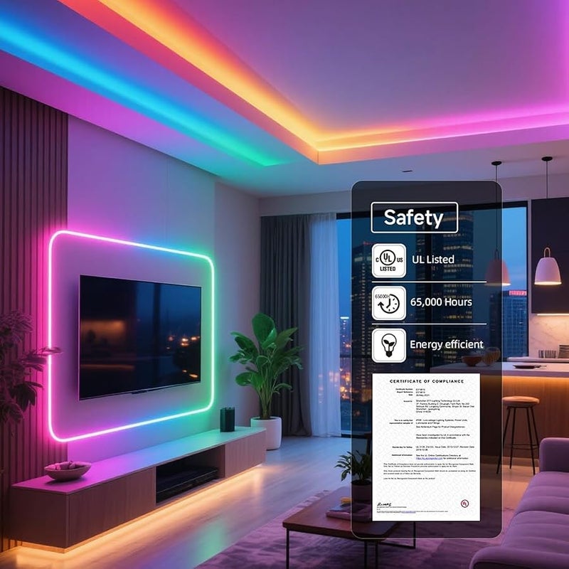 بي تي اف-لايتنج شريط اضاءة LED سي او بي من اف سي او بي، WS2814 ذكي اي سي ار جي بي دبليو 3000 كلفن، مدرج في قائمة UL تيار مستمر 24 فولت 24 قدم 784 مصباح LED/متر عالي الكثافة عرض 10 ملم لتزيين الحفلات - Image 2