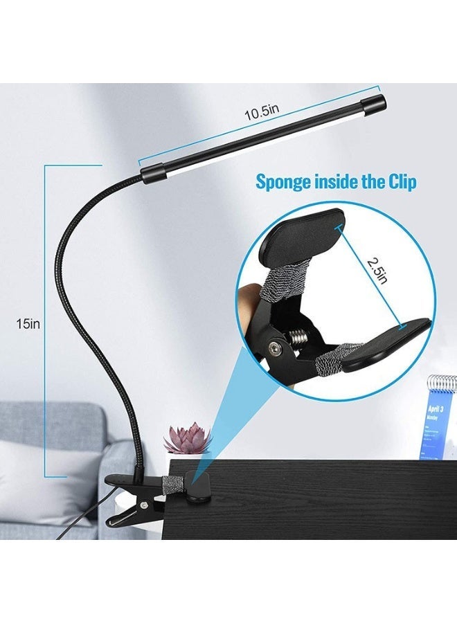 Desk Lamp Clip 3 Color Modes Dimmable Desk Lamp Metal Clip 360° Adjustable Gooseneck Portable Desk Lamp for Reading/Studying/Working Black - Image 2