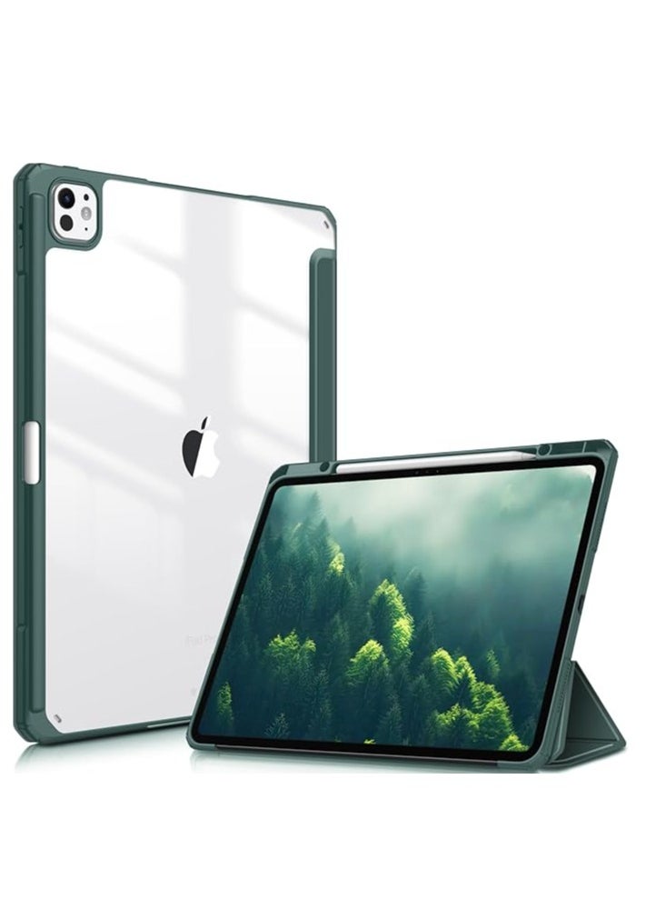 Case - Compatible with iPad Air 13 Inch (M2) 2024 Case, Smart Slim Folio Stand Auto Sleep/Wake Cover, with Pencil Slot, Clear Transparent Back Shell for iPad Air 13 Inch (green) - Image 1