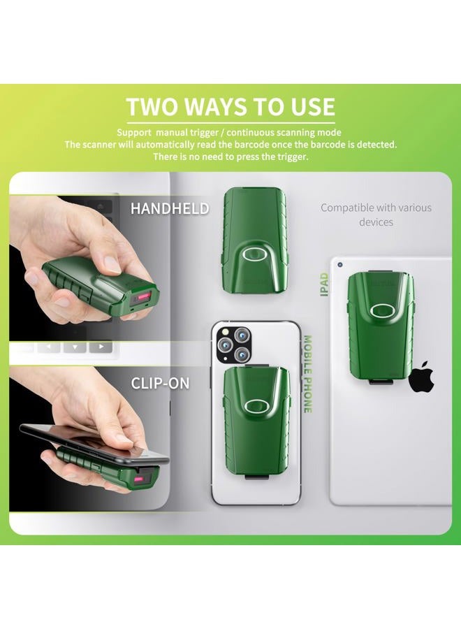 NETUM Bluetooth Barcode Scanner, 3-in-1 Small Portable CCD Barcode Reader Automatic Wireless scanner Scan Back Clip Work with Tablet iOS Android Windows MacOS for Warehouse Inventory POS (1D - E740) - Image 5