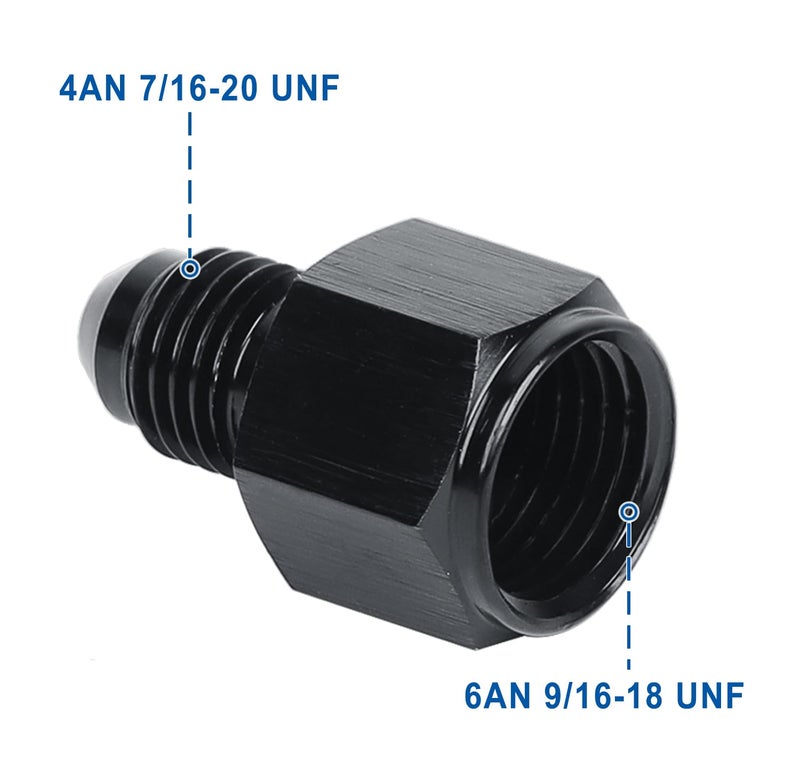 LokoCar 6AN Female to 4AN Male Fitting Flare Reducer Adapter Aluminum Black 2Pcs - Image 3
