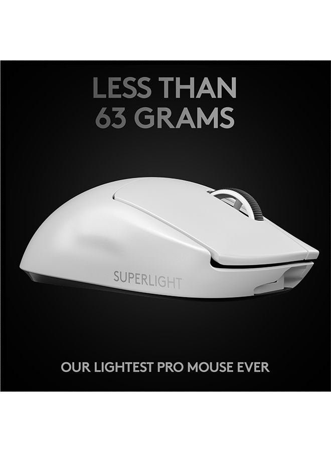 Logitech G PRO X SUPERLIGHT Wireless Gaming Mouse, Ultra-Lightweight, Hero 25K Sensor, 25,600 DPI, 5 Programmable Buttons, Long Battery Life, Compatible With PC/Mac - White - Image 4