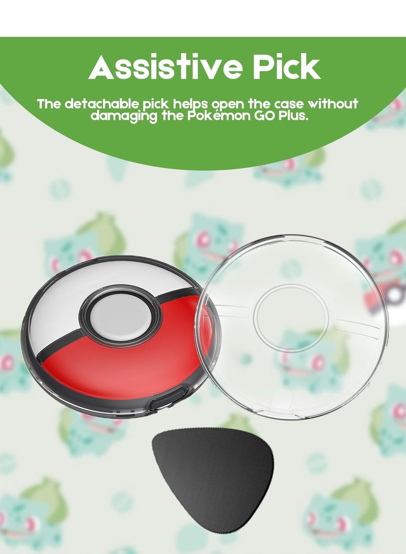 SYOSI Protective Case for Pokémon GO Plus + 2023, Transparent Hard PC Shockproof Crystal Cover Case for Poke Ball Go Plus with Button Caps and Wrist Strap, and Assistive Pick - 1 Pack - Image 5