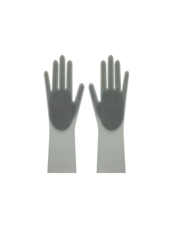 Two-piece Silicone Scrubbing Glove Set (Gray) - Image 1